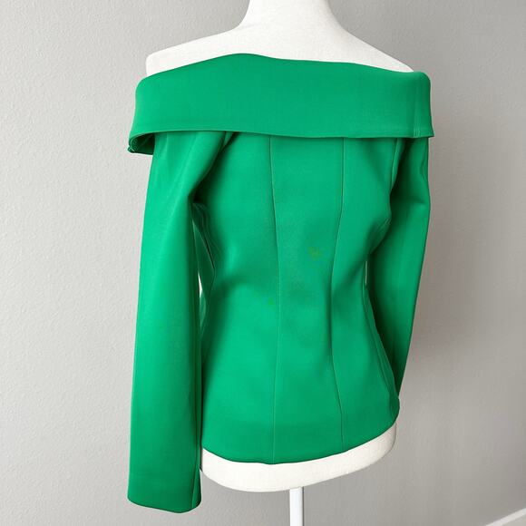 Boston Proper Off The Shoulder Scuba Double Breasted Blazer Top Women’s Size 6 - Picture 6 of 16
